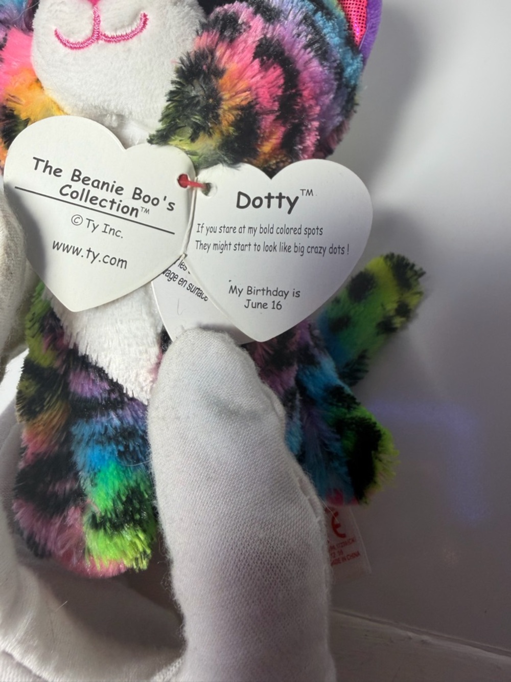 TY Beanie Boos Rainbow Leopard Plush Toy - Dotty - Picture 8 of 8